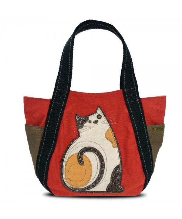 Carryall Canvas Handbag Zipper Cat Orange