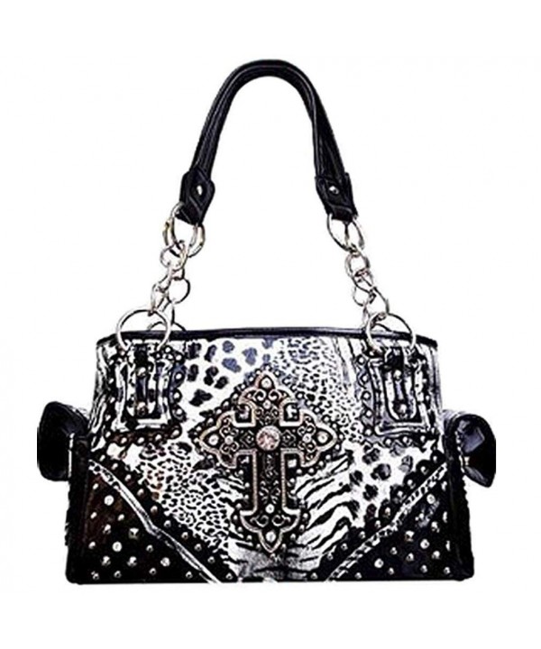 Zebra Leopard Animal Rhinestone Satchel