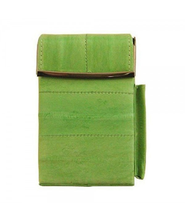 Eel Skin Genuine Leather Sliding Cigarette Case Pop-Up Wallet - Green ...