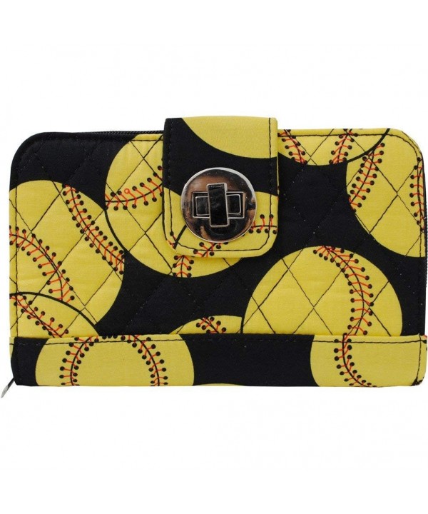 Softball Print Quilted Twist Wallet