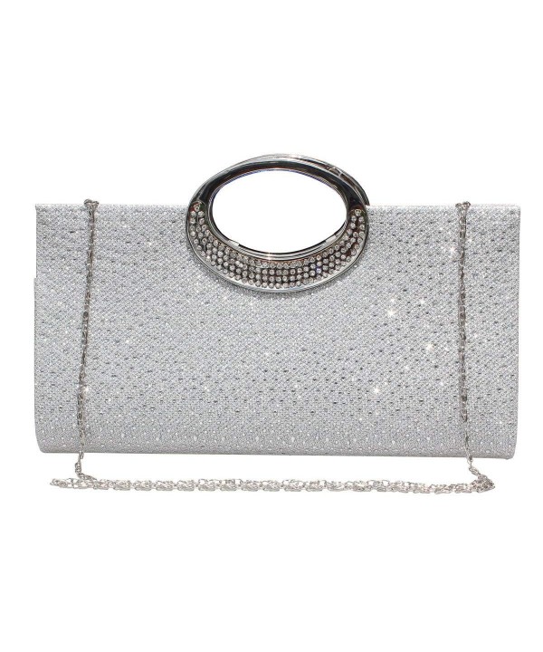 Rhinestone Frosted Handbag Evening Purse ilver###Designer Women's Evening Handbags Clearance Sale