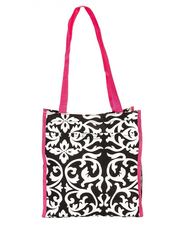 Damask Tote Hot Pink Trim