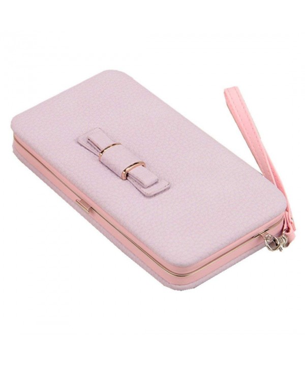 Litchi Leather Cellphone Wristlet Handbag