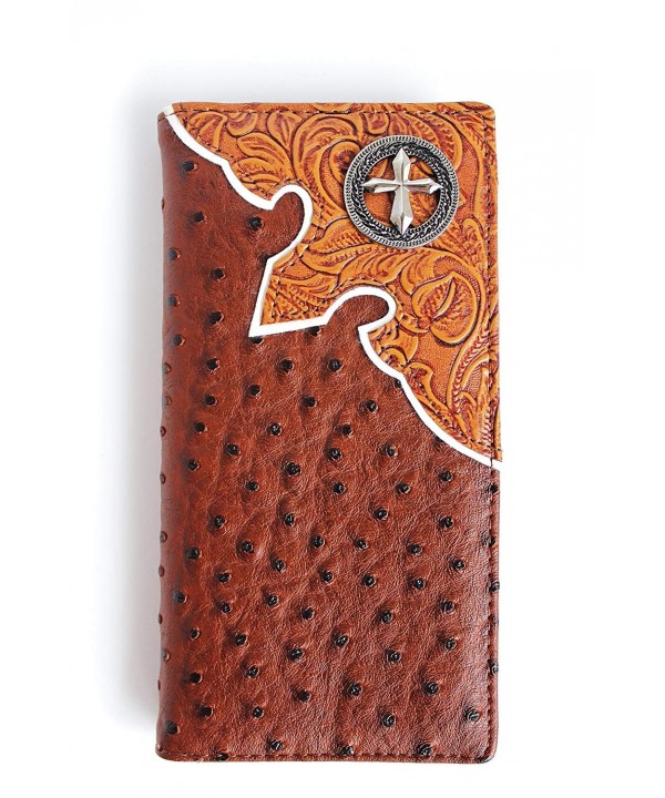 WALLET CROSS OSTRICH WESTERN AEW015 3 BROWN