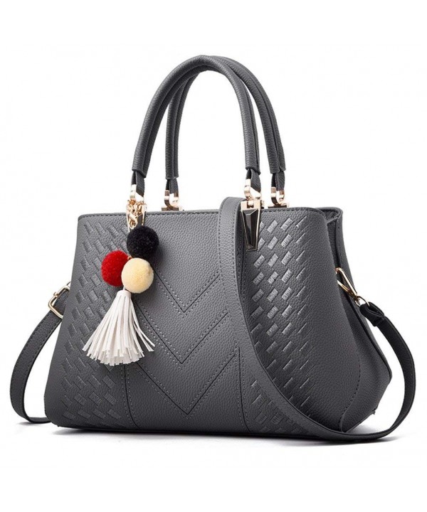 Z joyee Handbag Leather Shoulder Grey