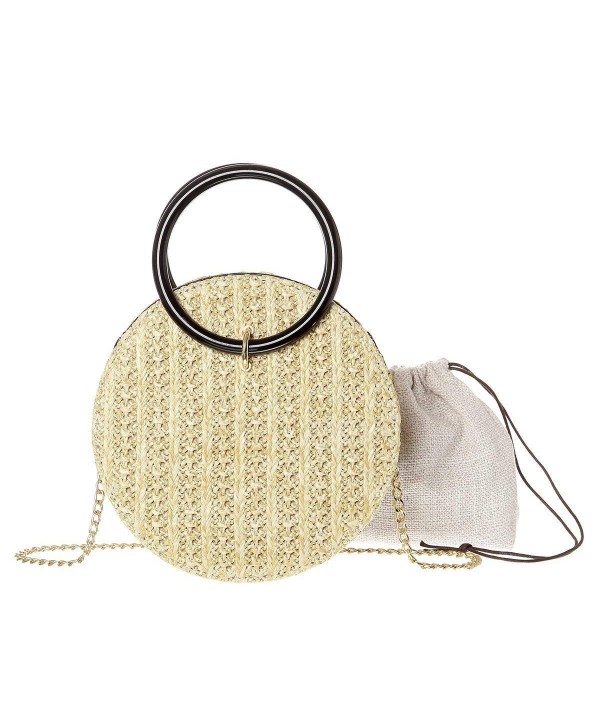 Women Handwoven Round Straw Shoulder