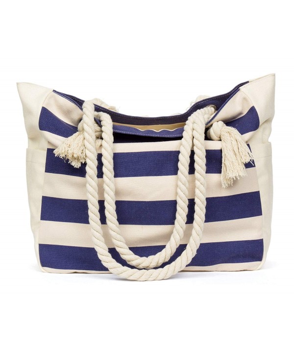 Malirona SB028B green Malirona Beach Canvas Travel Tote Bag Blue Stripes