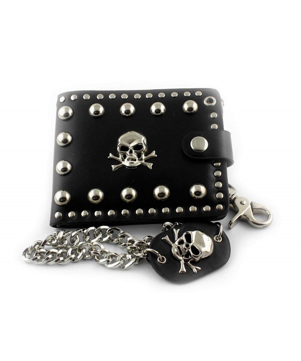 skull Biker studded Leather Wallet