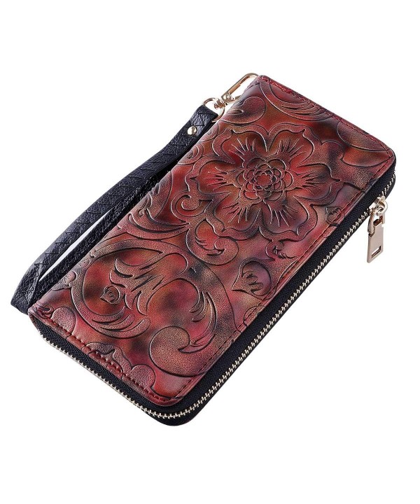 Womens Wristlets Wallet Floral Print Zip around Long Clutch Purse ...