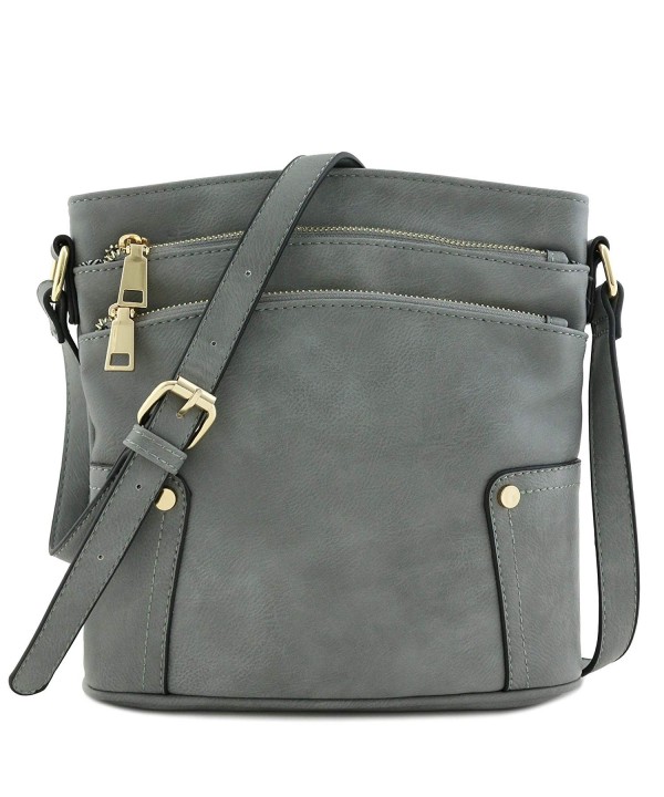 Triple Pocket Medium Crossbody Grey