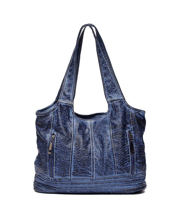 Large Women Hobo Shoulder Bags PU Leather Handbags Fashion Tote - Navy ...